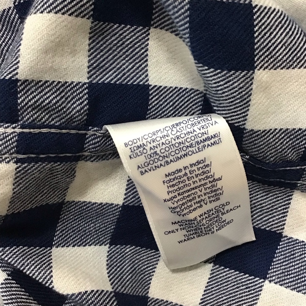 Chaps Performance Navy‎ and White Plaid Flannel Button Down Shirt XXL - Picture 8 of 8